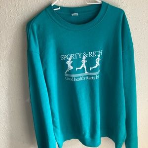 COPY - Mens Sporty & Rich Crewneck Sweater Size Large - Turquoise Long Sleeve